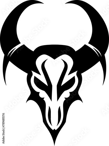 Devils Designation Skull Logo Symbol Horned Headway Vector Emblem Design