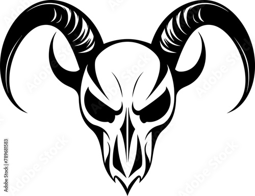 Inferno Inclination Horned Skull Icon Diabolic Decree Skull Emblem Symbol