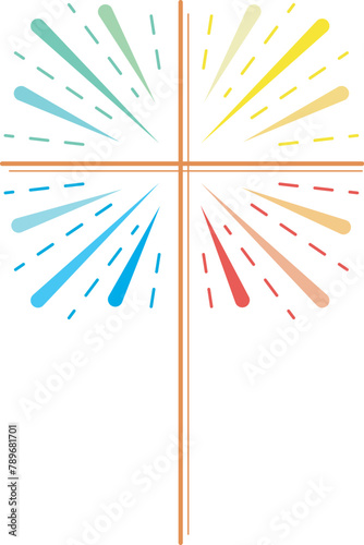 Schmales Kreuz mit Regenbogen-Strahlen
