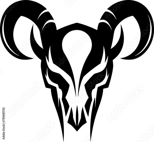 Diabolic Design Horned Skull Symbol Devils Demise Skull Logo Vector