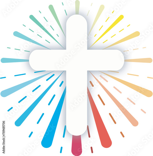 Kreuz mit Regenbogenhintergrund