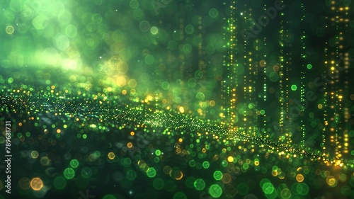緑色に光るマトリックスデータストリームのテクスチャ背景