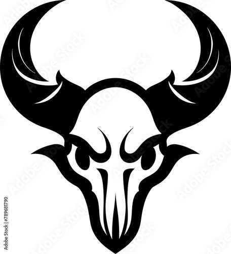 Devils Decree Horned Skull Icon Horned Skull Vector Logo Emblem photo