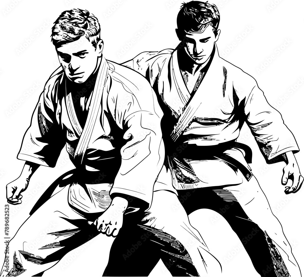 Twin Martial Forces Vector Symbol Design Dynamic Duo Defense Martial Artist Icon Twin Martial Forces Vector Symbol Design Dynamic Duo Defense Martial Artist Icon