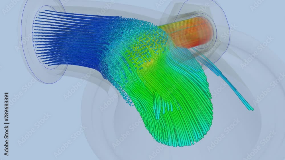 CFD simulation Computational fluid dynamics - pipe fitting airflow simulation