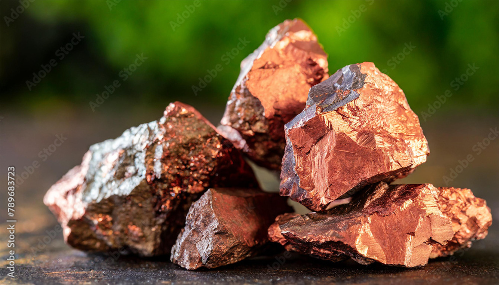 Copper ore, macro photography, ore extraction mine, metal used in the production of conductive material Copper ore, macro photography, ore extraction mine, metal used in the production of conductive material