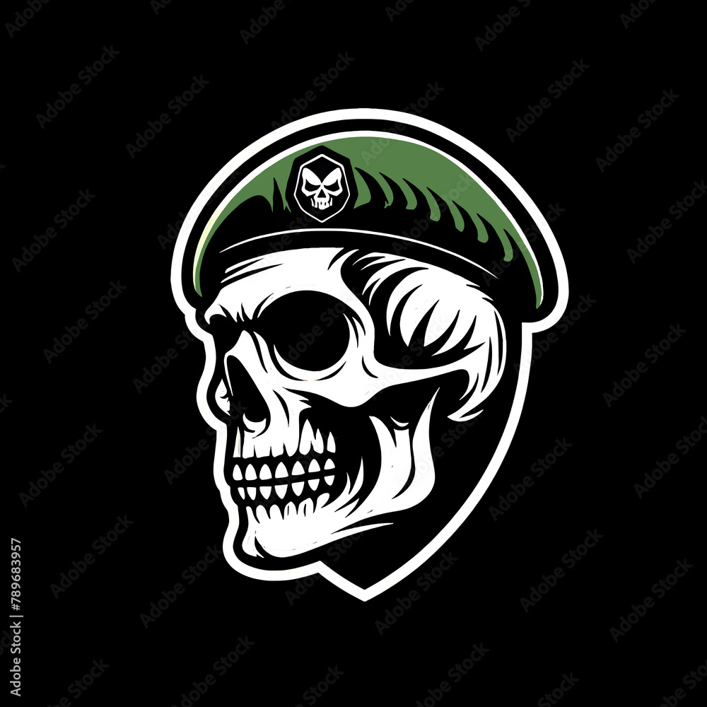 illustration design logo a skull army beret illustration design logo a skull army beret