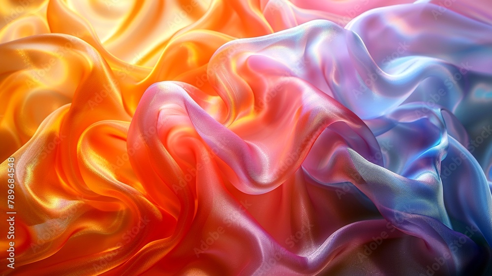 Obraz premium 抽象的な虹色の絹の波の背景テクスチャ