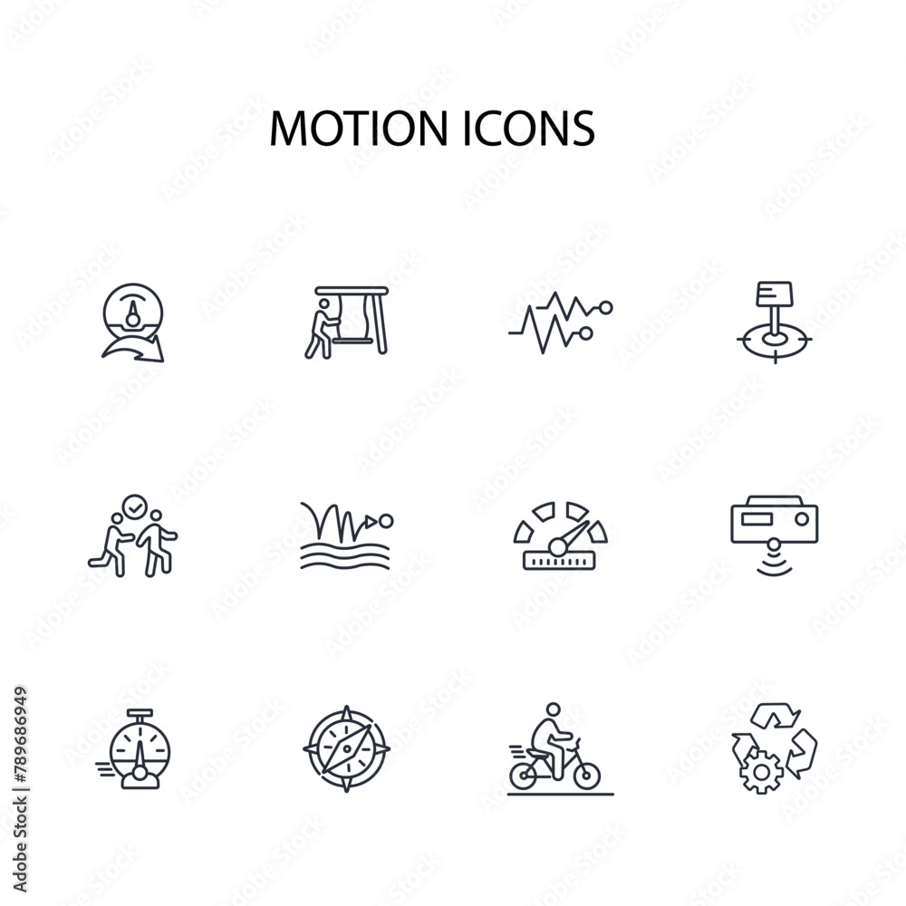 Motion icon set.vector.Editable stroke.linear style sign for use web design,logo.Symbol illustration. Motion icon set.vector.Editable stroke.linear style sign for use web design,logo.Symbol illustration.