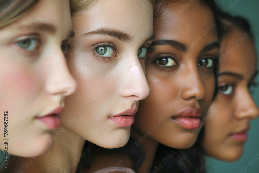 Group portrait of diverse women. Diversity, equity and inclusion, DEI concept. High quality photo