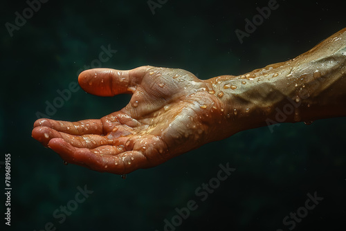 An artistic representation of a hand extended in support  symbolizing solidarity and assistance. Concept of empathy and compassion. Generative Ai.