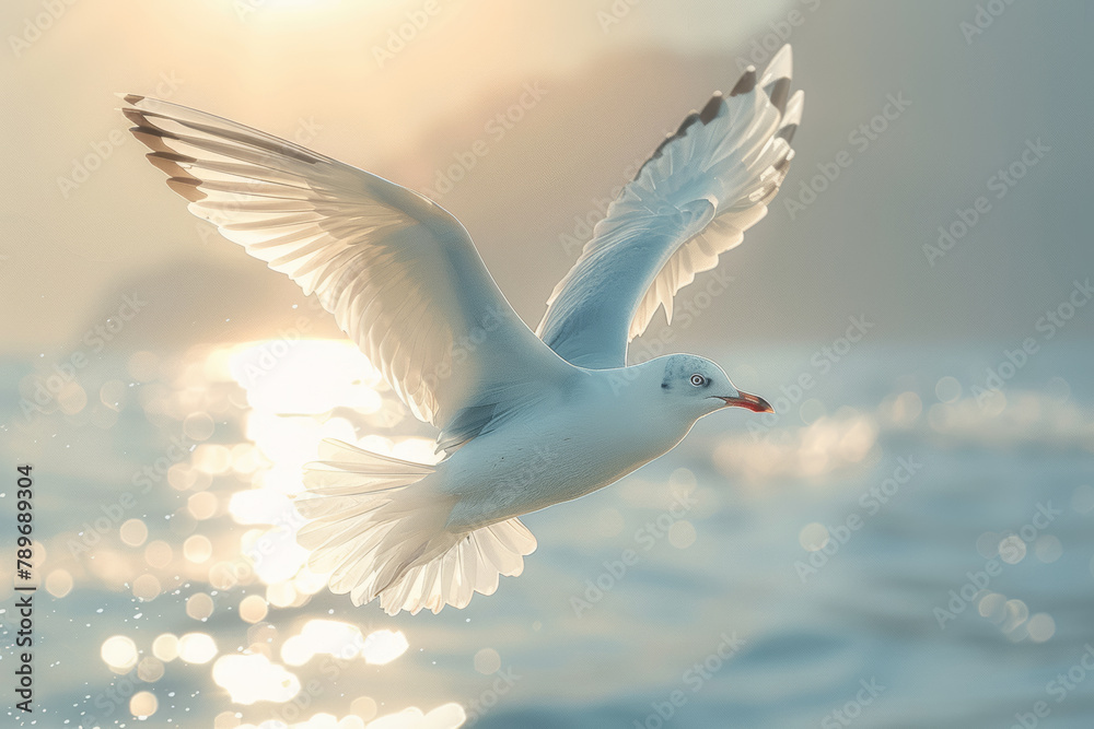 Obraz premium A bird soaring high in the open sky, embodying the essence of unrestricted movement and choice. Concept of liberty and autonomy. Generative Ai.