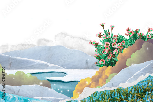 Картината върху платно Aesthetic landscape png, surreal escapism design, transparent background