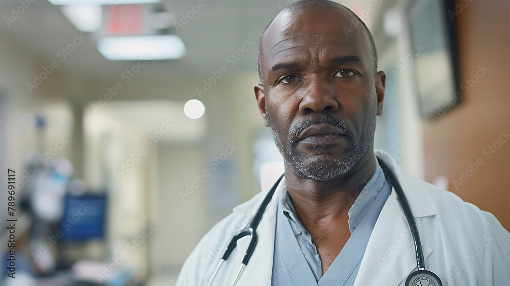 Obraz premium An impactful image featuring a doctor looking directly at the camera with a compassionate and reassuring expression