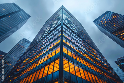 Wallpaper Mural An urban downtown skyscraper shot at the corner from below at dusk. Torontodigital.ca