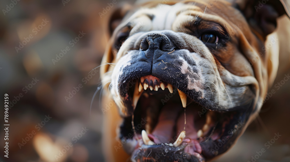 vicious bulldog head snarling high definition 