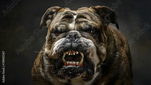 vicious bulldog head snarling high definition 