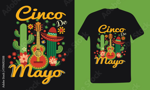 Cinco de mayo festival day typography vector colorful illustration design for print ready black color tshirt