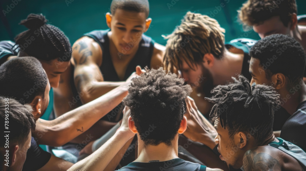 A group of young men of diverse ethnicity and styles standing in a circle, engaged in conversation and laughter A group of young men of diverse ethnicity and styles standing in a circle, engaged in conversation and laughter