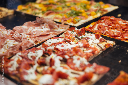 Close-up View of Italian Pizza Selection photo