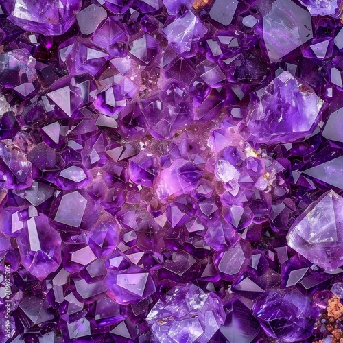 Amethyst Crystal, Purple Quartz Raw Gemstone Amethyst Druse Pattern, Generative AI Illustration