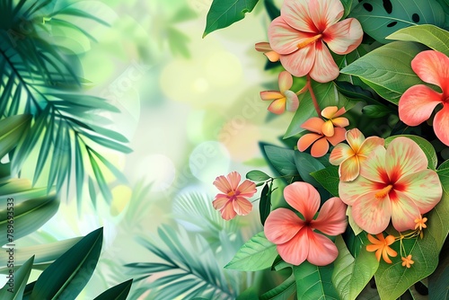 : A summer flowers background with a focus on the contrast between the flowers and the foliage. © crescent