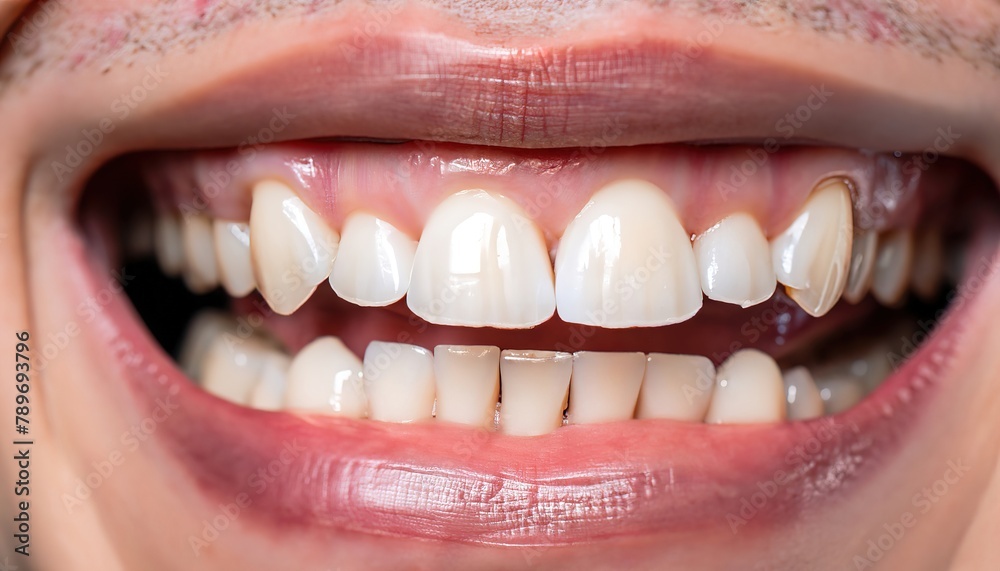 Fototapeta premium Close-up of the mouth of smiling man with perfect teeth