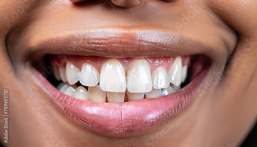 Close-up of the pretty smile of a woman with perfect teeth