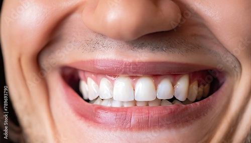 Close-up of the mouth of smiling man with perfect teeth