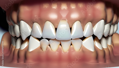 Teeth. Concept of dental diseases  cavities and oral hygiene