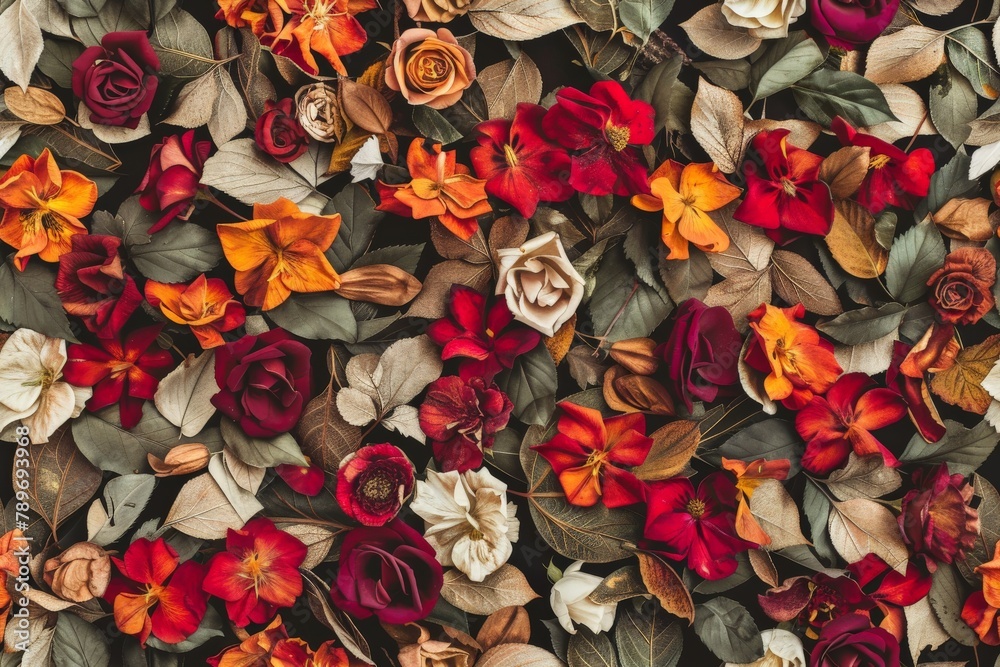 Dry Plants Seamless Pattern, Decorative Twigs, Seeds and Flowers Top View, Dried Flowers Endless Tile Dry Plants Seamless Pattern, Decorative Twigs, Seeds and Flowers Top View, Dried Flowers Endless Tile