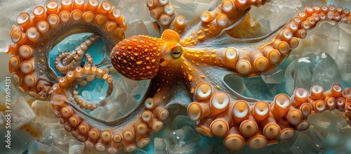 Orange and White Octopus on Ice