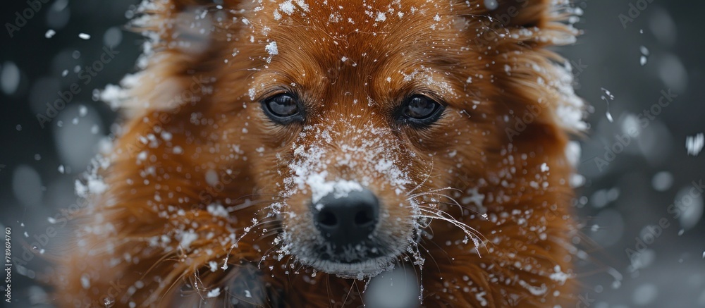 Fawn Dog Close-Up in Snow Fawn Dog Close-Up in Snow