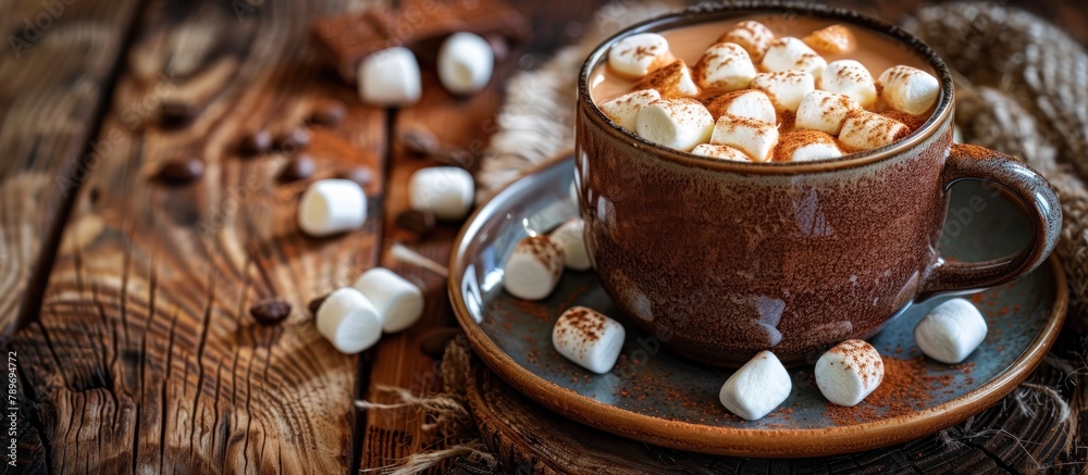Hot Chocolate With Marshmallows on Plate