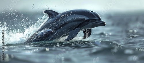 Playful Dolphin Leaping From Water © FryArt Studio