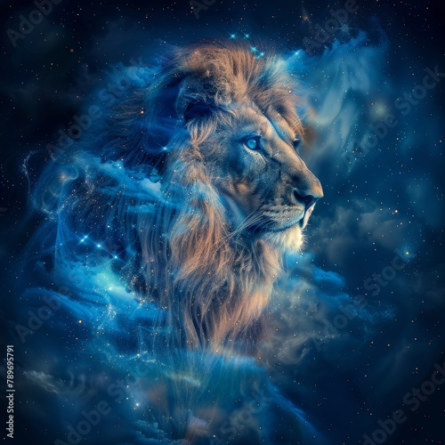 Leo Zodiac Sign  Lion Horoscope Symbol  Magic Astrology Lion  Lion in Fantastic Night Sky