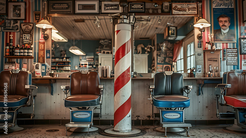 A nostalgic image capturing the timeless charm of a traditional barbershop. photo