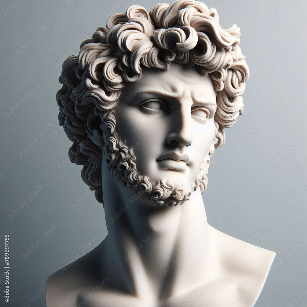 God Apollo bust sculpture. Ancient Greek god of Sun and Poetry Plaster copy of a marble statue isolated on black God Apollo bust sculpture. Ancient Greek god of Sun and Poetry Plaster copy of a marble statue isolated on black