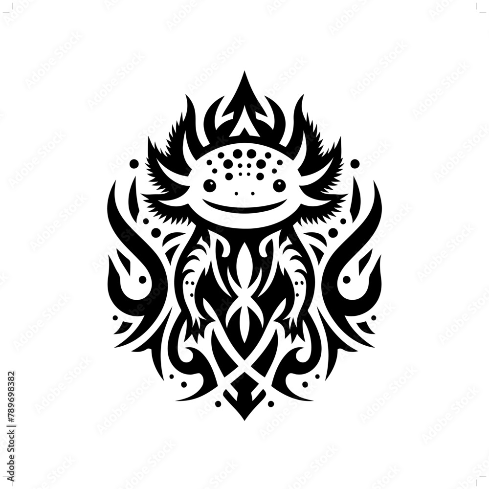 axolotl in modern tribal tattoo, abstract line art of animals, minimalist contour. Vector axolotl in modern tribal tattoo, abstract line art of animals, minimalist contour. Vector