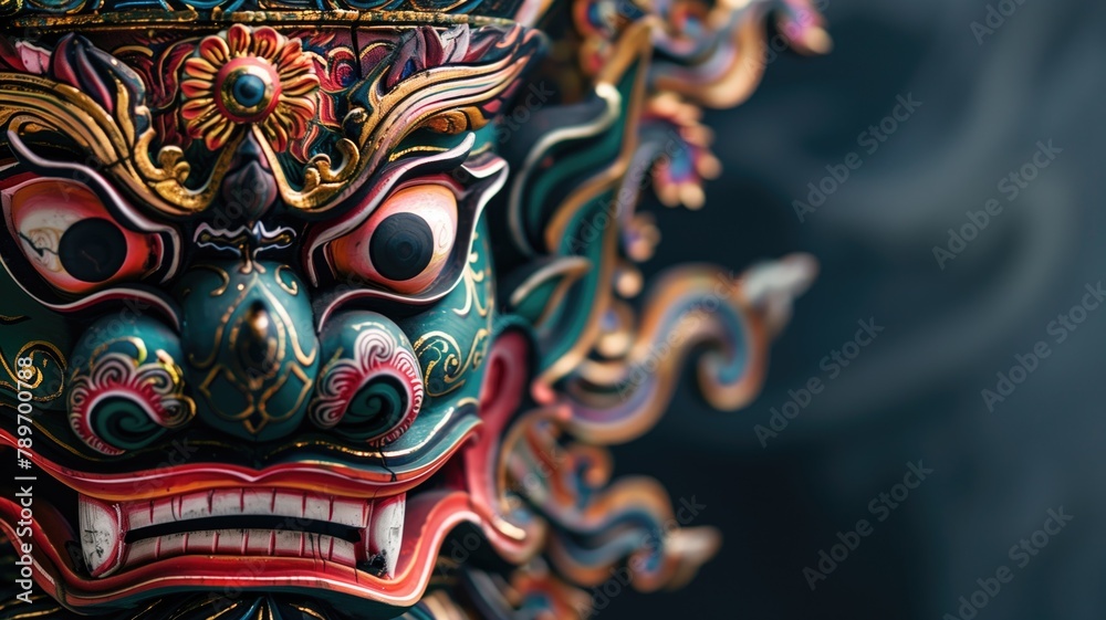 Naklejka premium Intricate traditional mask with elaborate decoration and vibrant colors