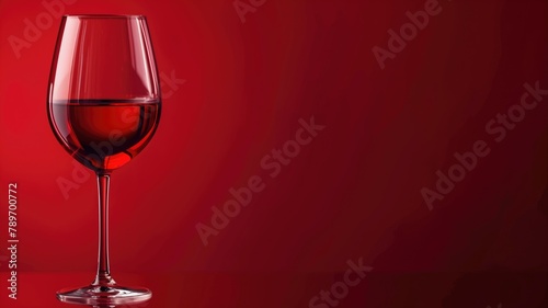 Glass of red liquid on reflective surface with background