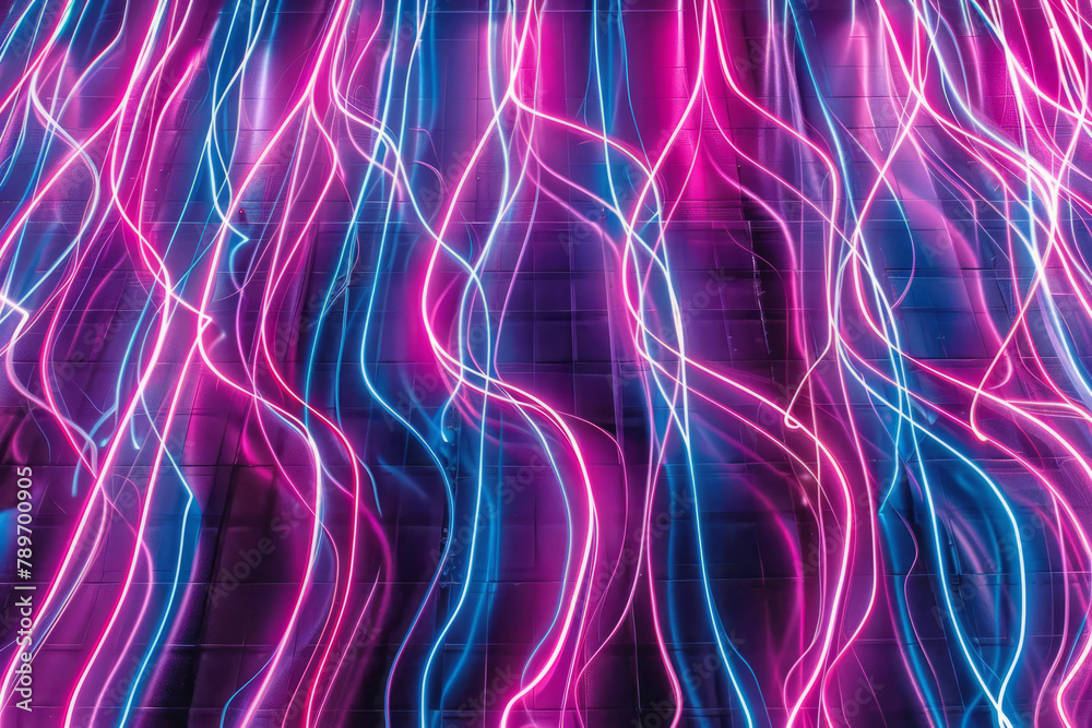 Fototapeta premium Abstract Neon Light Waves on Dark Background