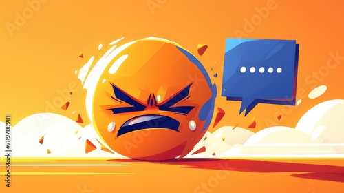A cartoon illustration of a sad emoji character is expressing frustration with a colorful speech bubble