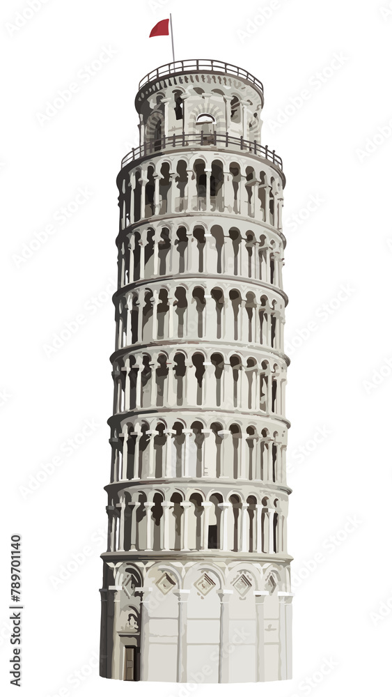 Leaning Tower png illustration, Italian architecture vectorize, transparent background