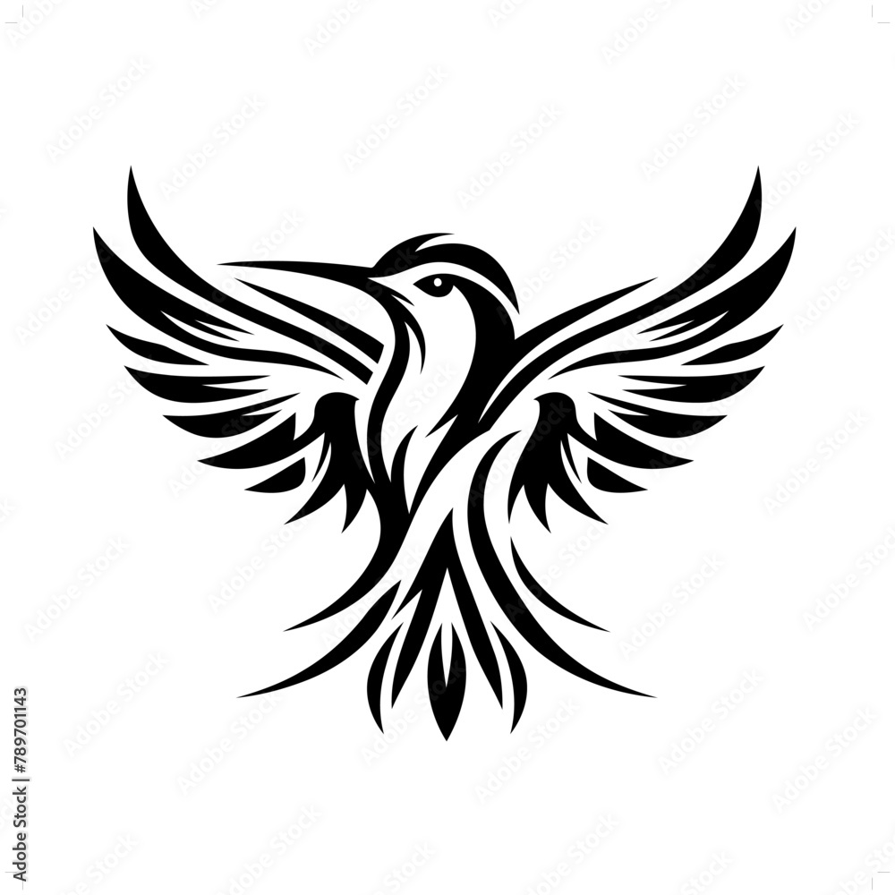 Hummingbird in modern tribal tattoo, abstract line art of animals, minimalist contour. Vector Hummingbird in modern tribal tattoo, abstract line art of animals, minimalist contour. Vector