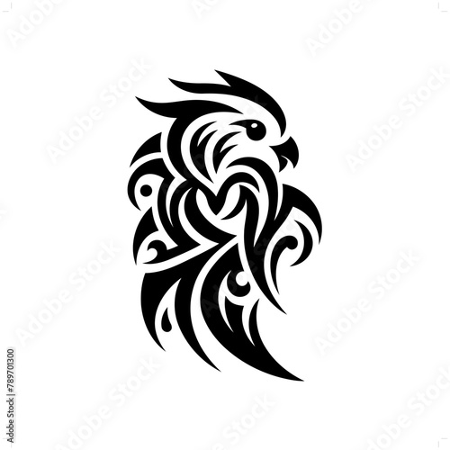 Lovebird in modern tribal tattoo, abstract line art of animals, minimalist contour. Vector