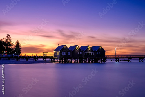 Jetty and boast shed after sunset long exposure photo