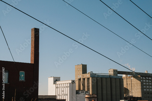 Small Midwestern Town of Alton, Illinois with Grain Elevator Building photo