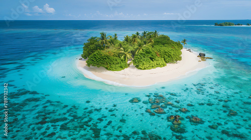 A breathtaking image capturing the pristine beauty of a secluded island paradise. 