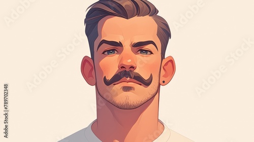 Illustration of a man s face in a flat design presented as a man icon in 2d format